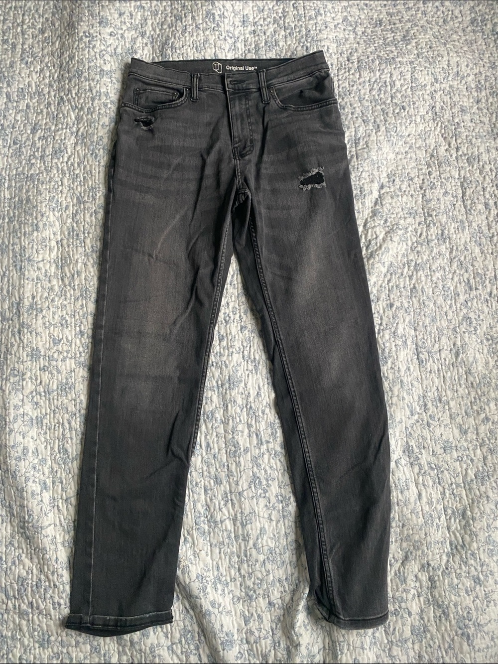 Original Use Men's Charcoal Black Slim Straight Jeans